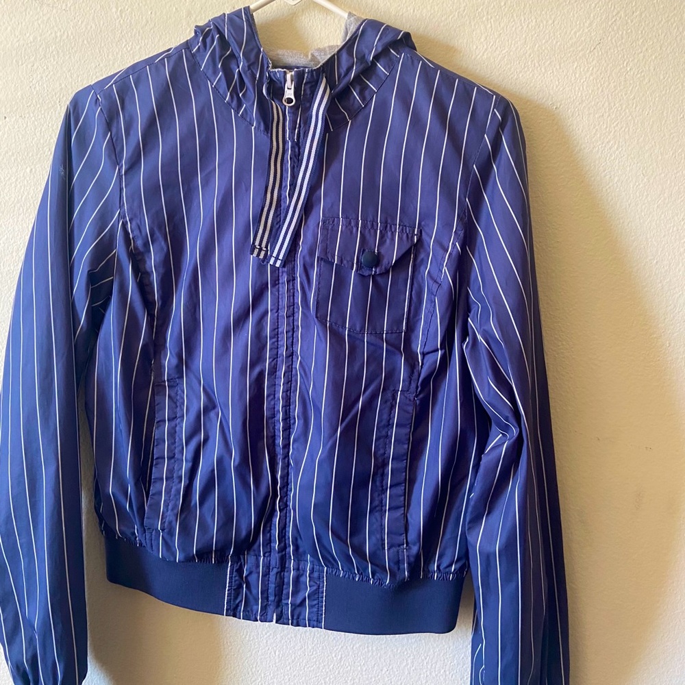 WOMENS STRIPED WINDBREAKER JACKET